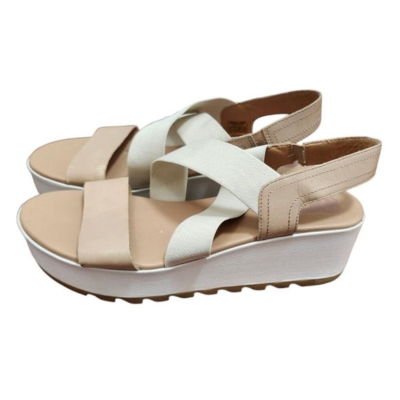 Sorel Cameron Flatform Slingback Sandal Honest Beige Chalk White Size 9.5 - Picture 5 of 11